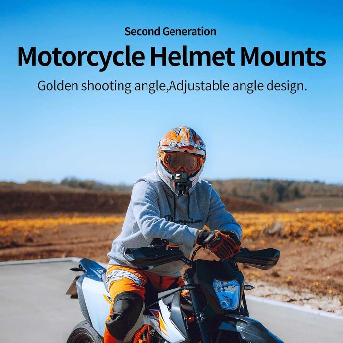 Стойка за мотоциклетна каска TELESIN с извита брадичка за GoPro Hero