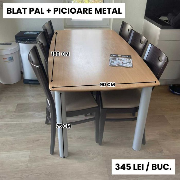 Mese dining din lemn, PAL, metal, diverse dimensiuni