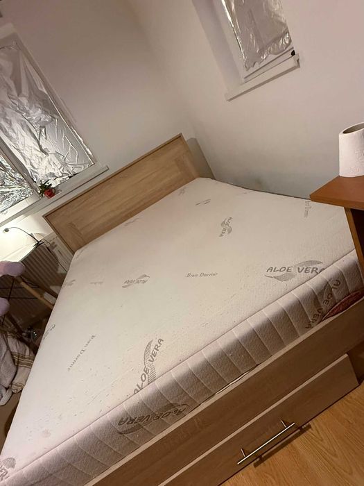 Cadru de Pat dublu lemn masiv 140 x 200 (+ saltea neinclusa)