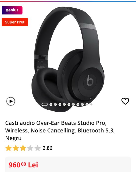 Beats Studio Pro, Wireless, sigilate, transport inclus