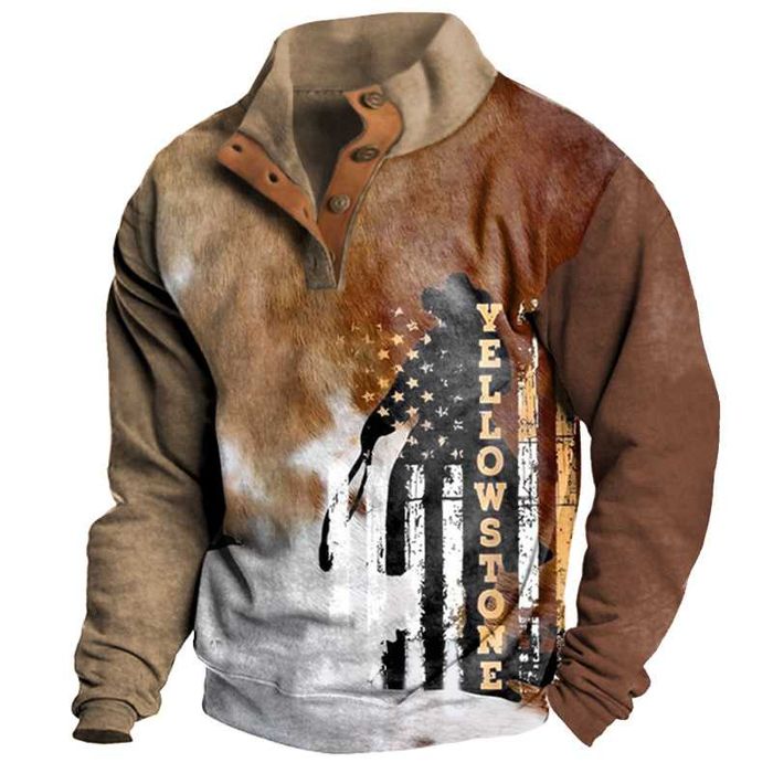 Джемпер-пуловер мужской утепленный с принтом из микрофибры