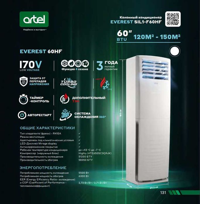 Колонный Кондиционер АРТЕЛ! Арзон! Колоннали-Устунли Кондиционер Artel