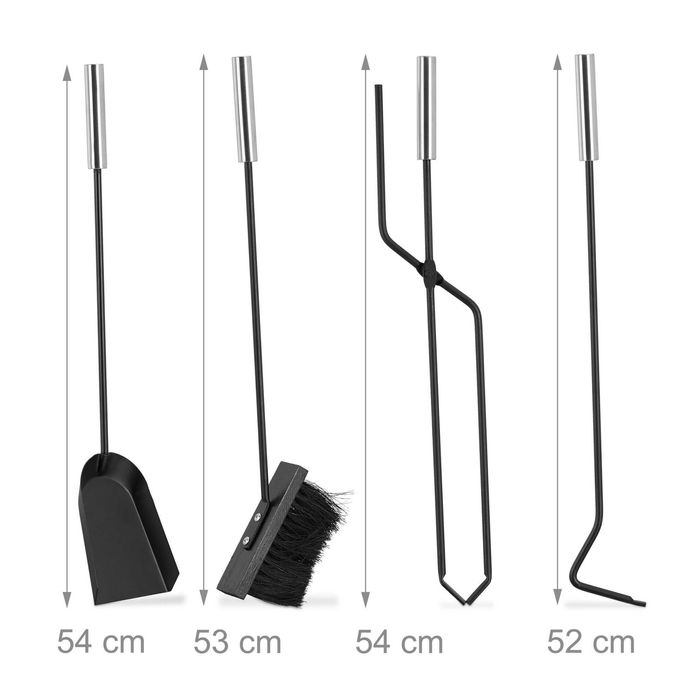 Set Modern Accesorii Semineu 5 Piese din Otel si Inox 66 x 23 x 15 cm