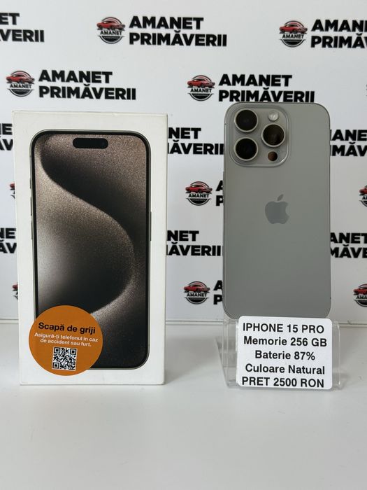 Iphone 15 PRO 256 GB Baterie 87% Culoare Natural