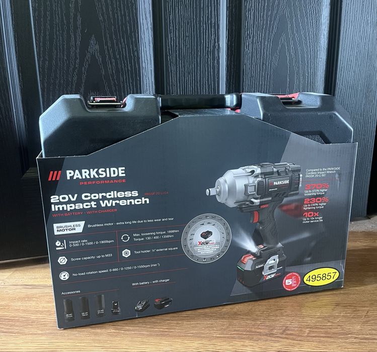 Ударен гайкаверт Parkside performance 1898NM + батерия 4AH и зарядно