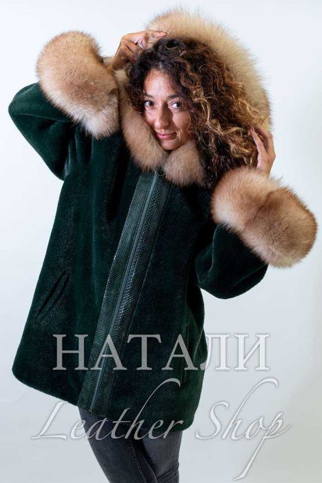 Дамски кожух от алпака с косъм Жаклин Black