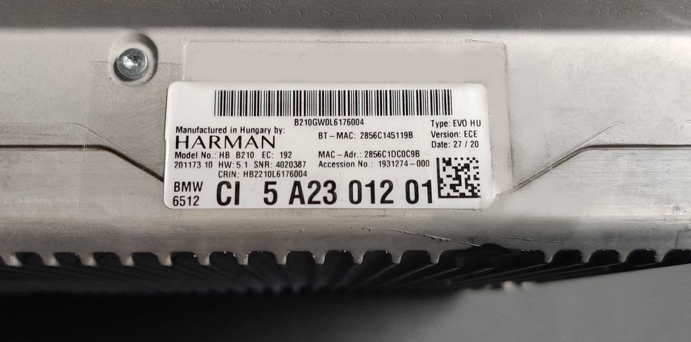 Navigatie BMW NBT EVO B210 HW 5.1 APIX 2, FM, DAB, 4GB - G Series