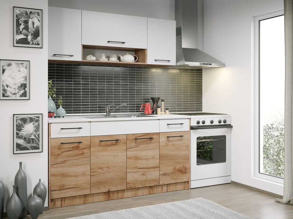 Set Mobila Bucatarie Gastro 160 Alb/Stejar – C21