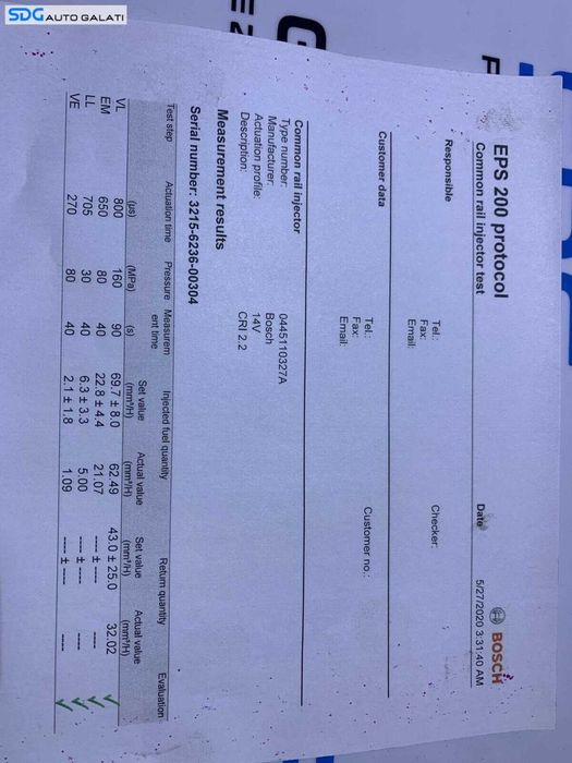 Injector Injectoare Verificate pe Banc cu Fisa Opel Zafira B 2.0 CDTI A20DTH Z20DTJ 2008 - 2015 Cod 0445110327