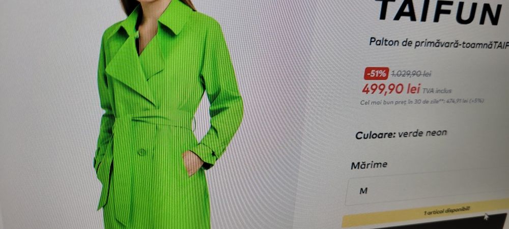 Trenci/pardesiu damă Taifun 50% redus