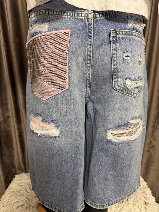 Blugi scurti de dama cu buzunare roz 34 36 38 40 42