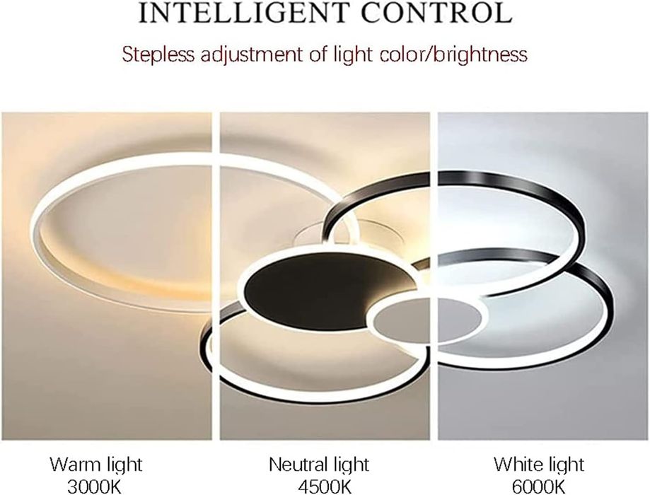 Модерна LED таванна лампа черно и бяло 100×86 см 96W + дистанционн