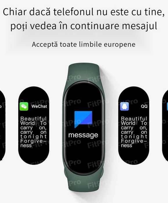 Bratara fitness M7, IP67, neagra, Smart Band