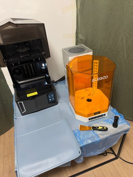 3D Принтер - Elegoo Saturn 4 Ultra 16k + Mercury Plus V3.0 (wash and cure station) + Marsmate Air Purifier + 3M respirator,everything you need for sla