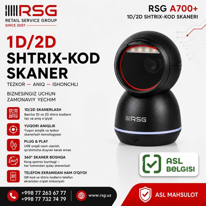RSG A700 - 1D/2D Shtrix-kod, QR-kod skaneri