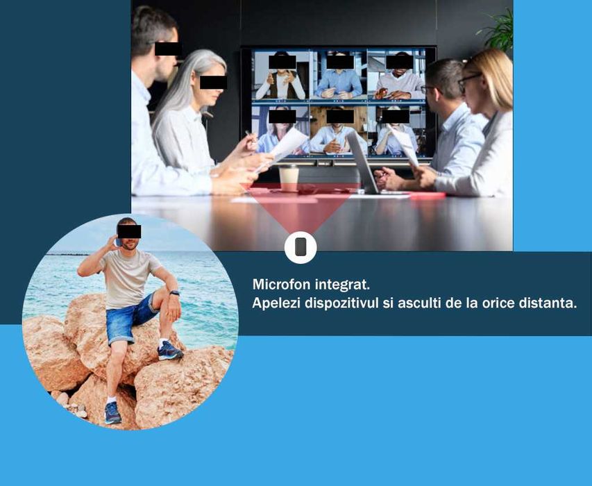 Microfon Spion MIC cu Localizare GPS si Control Prin SMS sau Aplicatie iOS/Android SMT SECURITY