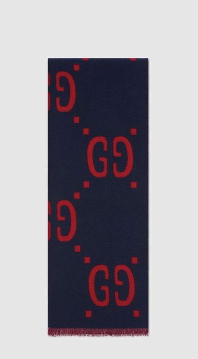 GG jacquard wool silk scarf/ Gucci шал