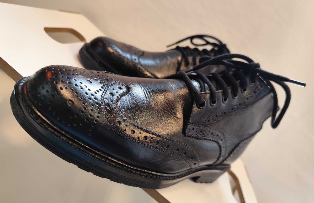 Ghete lace up brogue 40 Lav Artigianale piele naturala moale navy