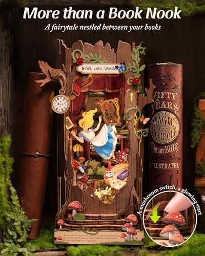 Нов 2D пъзел Сглобяем Модел Книжна Ниша Фентъзи Декор за Рафт украса