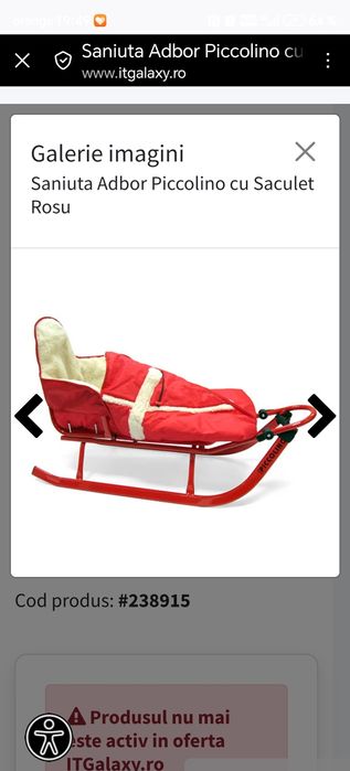 Sanie picolino cu sac rosie