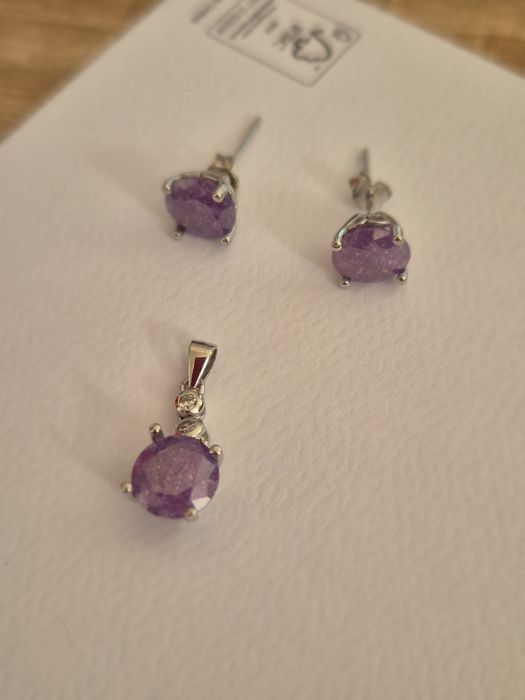 Set argint cu piatra mov