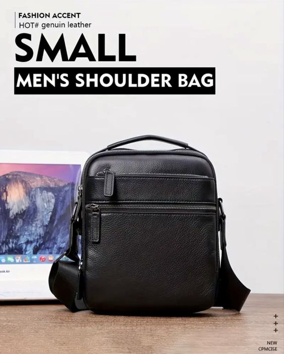 Мъжка, луксозна бутикова кожена чанта /Черна естест. кожа -10%Промоция