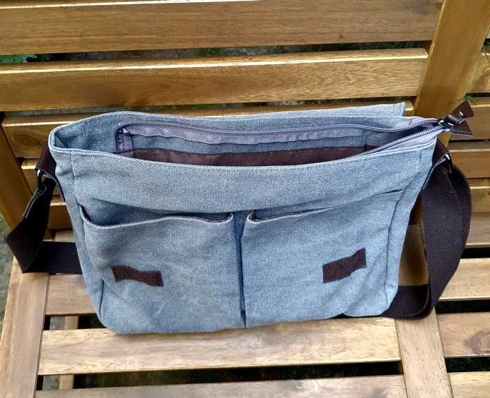 Geanta de umar (laptop) Kono, gri, noua