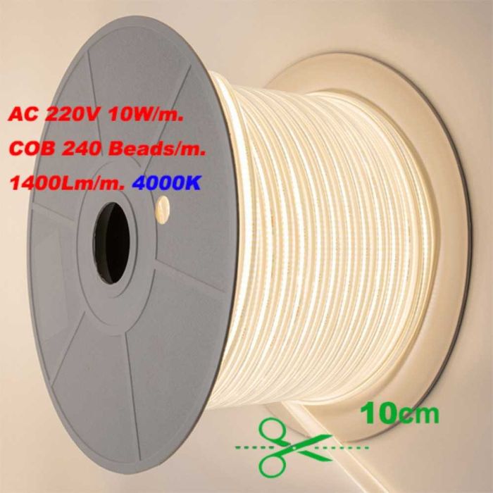 Водоустойчива лед лента 4000K на 220V - за метър