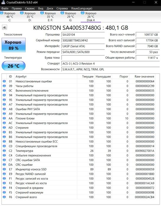 SSD 480Gb Kingston