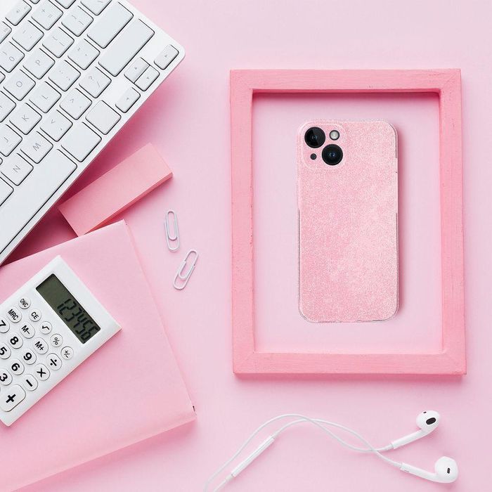 Силиконов кейс с бляскави частици за xiaomi redmi 14c pink