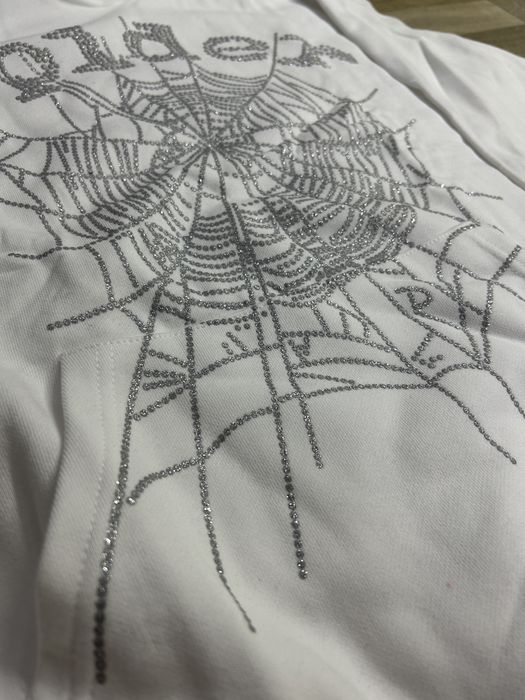 hanorac sp5der alb rhinestones caliate buna nepurtat