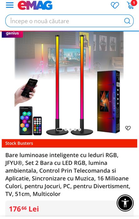 Lampadar RGB Smart RGBICW LED, set 2 buc