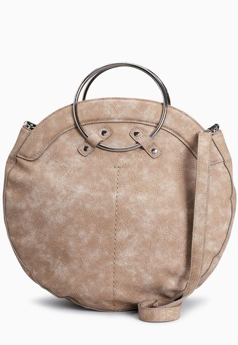 Next, кръгла чанта от изкуствен велур, Бежов