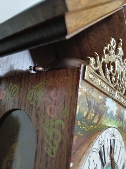 Ceas de perete cu pendul model olandez pictat manual