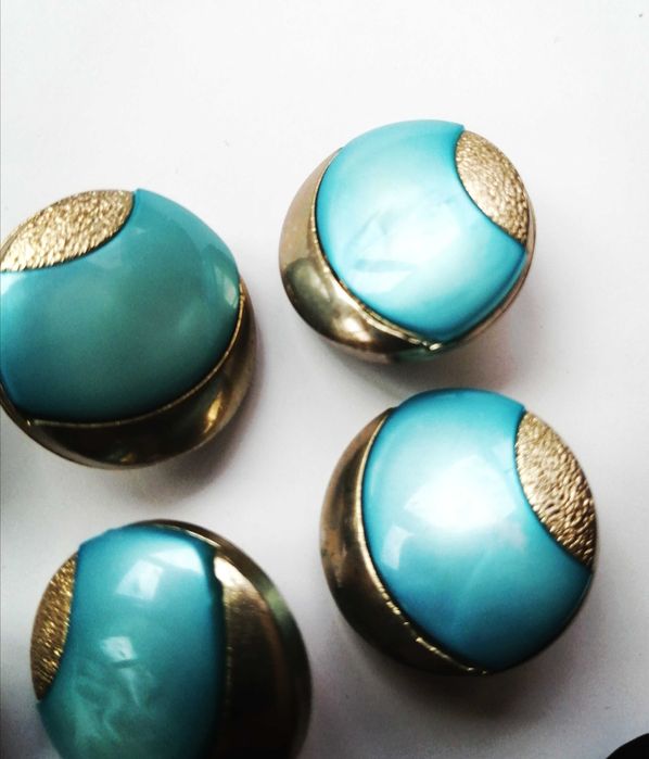 Lot doua seturi nasturi retro vintage fashion design turcoaz gold dama