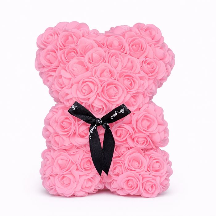 Ursulet din Trandafiri 25cm cu Flori de Spuma