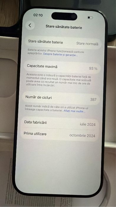 Vând iPhone 16 Pro 1TB – Black Titanium – 10/10