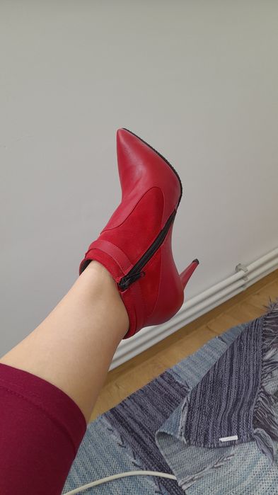 Cizme piele rosii toc - 36