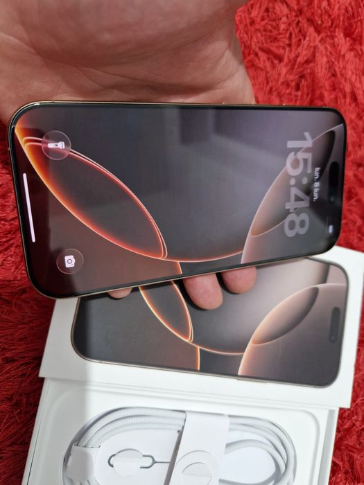 -Iphone 16Pro, ca Nou 128Gb 8Ram Desert Titanium Bat: 98%: 245 cicluri incarcare cutia completa-cablu date sigilat poze reale nici o restrictie