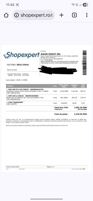 Fierastrau circular Bosch GKS18V-57-2 GX + sina 1,1m,in garantie