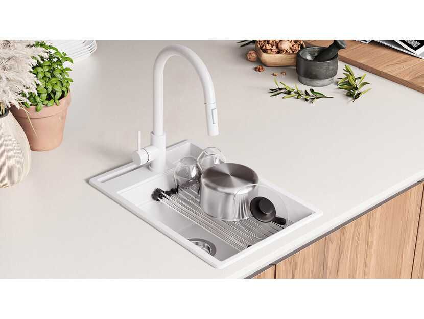 Кухненска Мивка от гранит модел Осло 40 Премиум 380 x 530 мм - Бяла