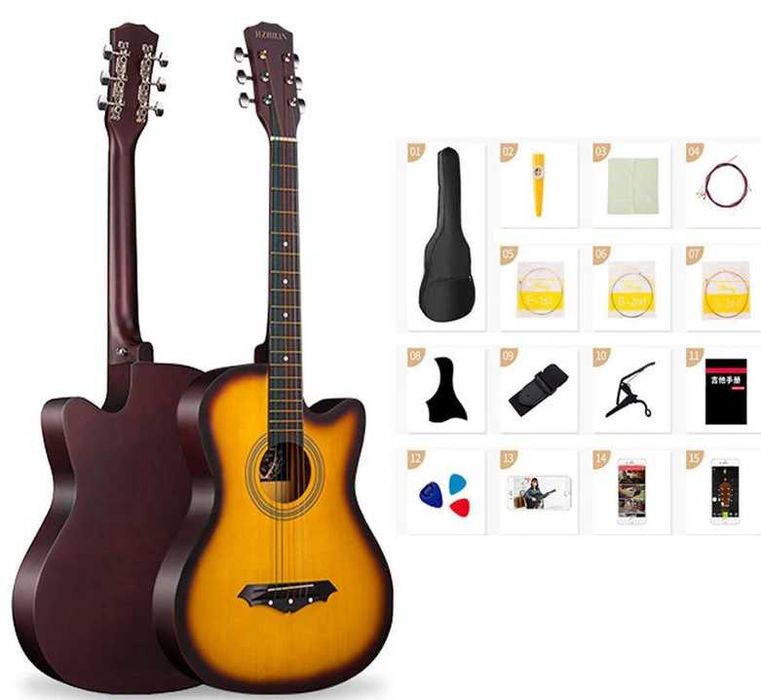 НОВО! Акустична КИТАРА с ПОДАРЪК калъф и аксесоари