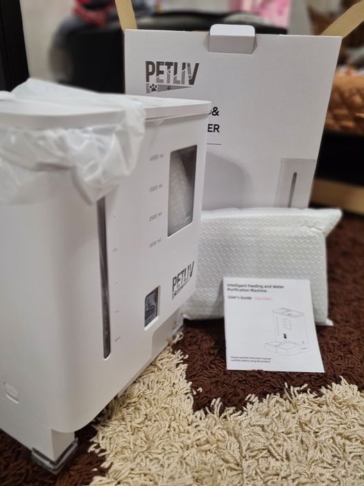 Hranitor automat PETLIV 5L cu Cameră 2K, Dual WiFi și 2 Boluri (mâncare și apa)