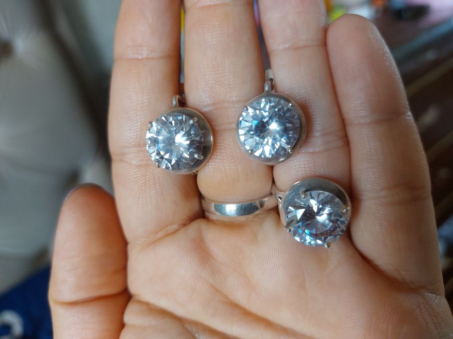 Комплект серебро 925, горный хрусталь