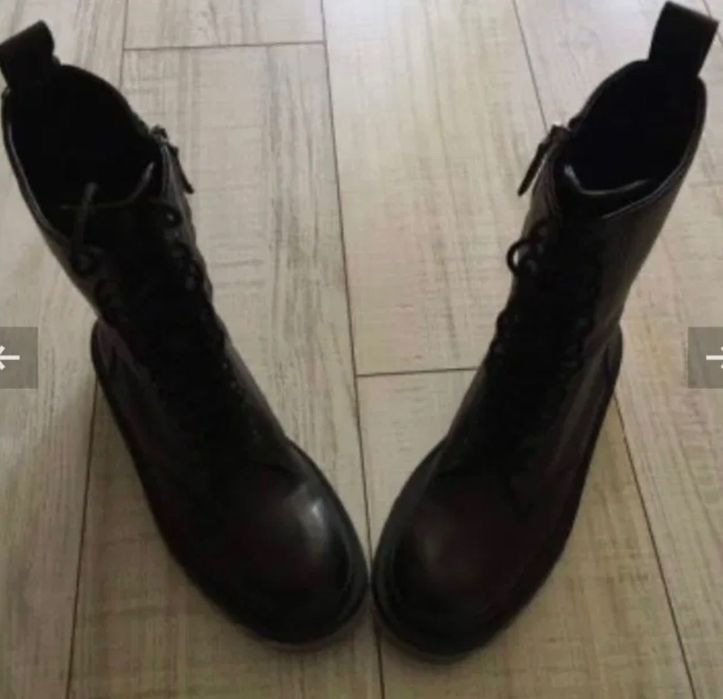 Черни боти ZARA ЕСТЕСТВЕНА кожа нови