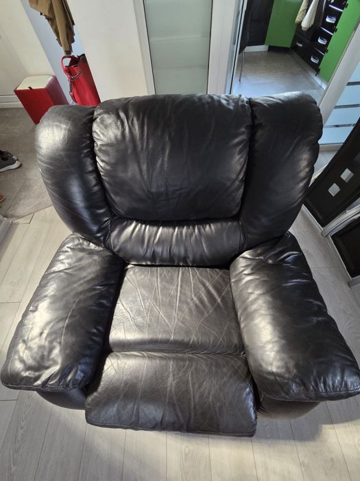 Fotoliu din piele naturală, extensibil-lounge.