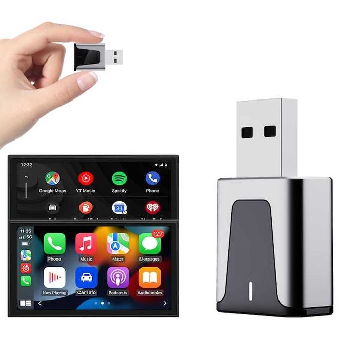 KM3 2 в 1 CarPlay и Android Auto безжичен адаптер iOS 10+ и Anд 11+