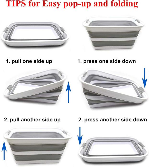 Lighean pliabil 40L plastic si silicon cu manere antiderapante 60x39cm