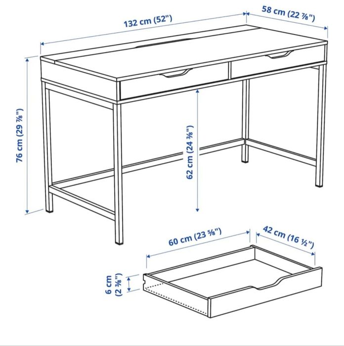 Продам стол икеа Алекс 132×58