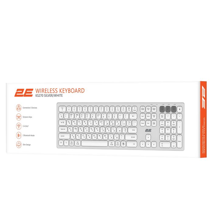 } Keyboard 2E KS270 WL BT White ножничные